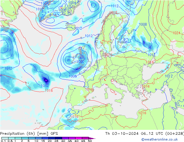 Z500/Regen(+SLP)/Z850 GFS do 03.10.2024 12 UTC