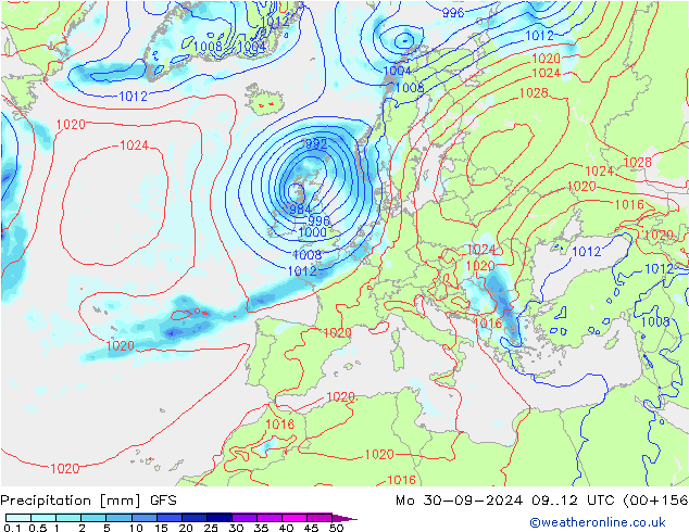 Precipitation GFS Mo 30.09.2024 12 UTC