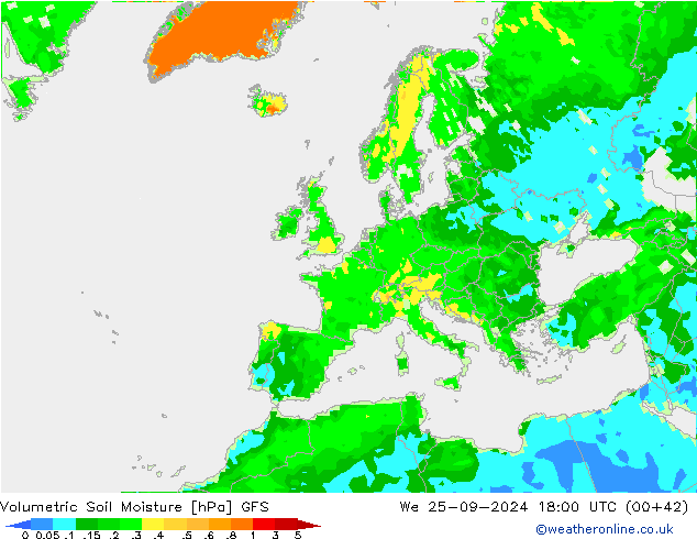 Volumetric Soil Moisture GFS We 25.09.2024 18 UTC