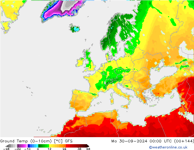 Temperatur 0-10 cm GFS Mo 30.09.2024 00 UTC