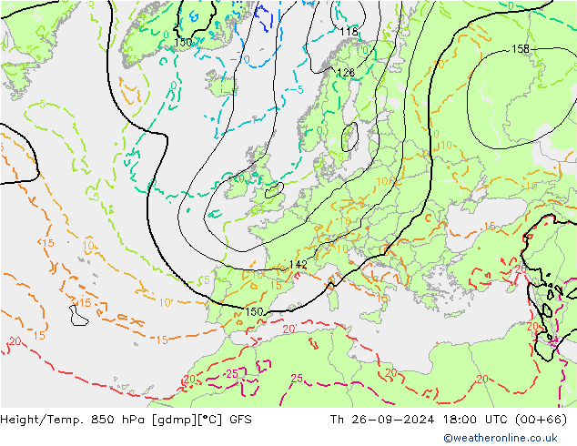 Height/Temp. 850 hPa GFS Qui 26.09.2024 18 UTC