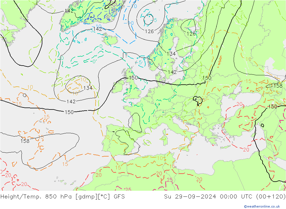 Height/Temp. 850 hPa GFS So 29.09.2024 00 UTC