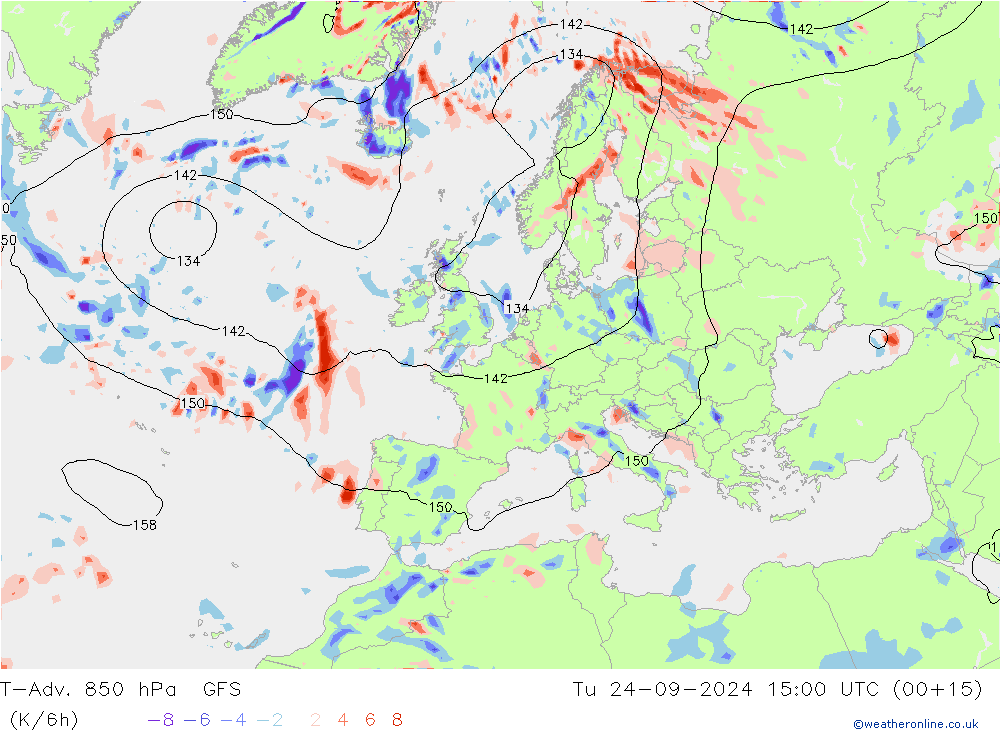 T-Adv. 850 hPa GFS mar 24.09.2024 15 UTC