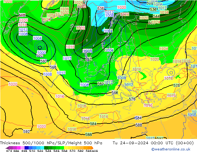 Thck 500-1000hPa GFS Út 24.09.2024 00 UTC