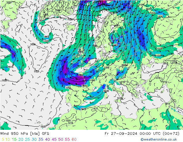 Vento 950 hPa GFS Sex 27.09.2024 00 UTC