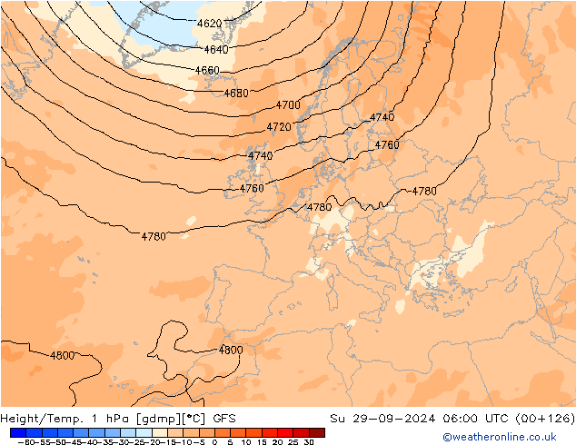 Géop./Temp. 1 hPa GFS dim 29.09.2024 06 UTC