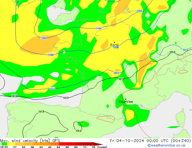 Max. wind velocity GFS  04.10.2024 00 UTC