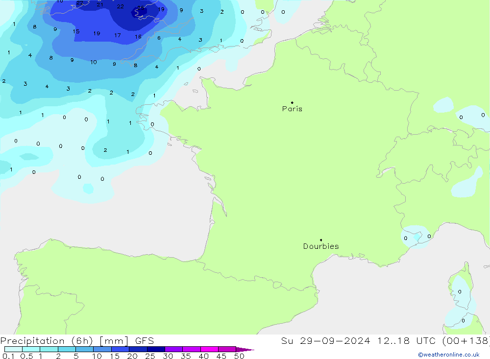 Z500/Rain (+SLP)/Z850 GFS Su 29.09.2024 18 UTC