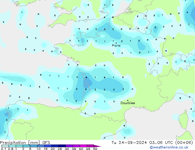 precipitação GFS Ter 24.09.2024 06 UTC