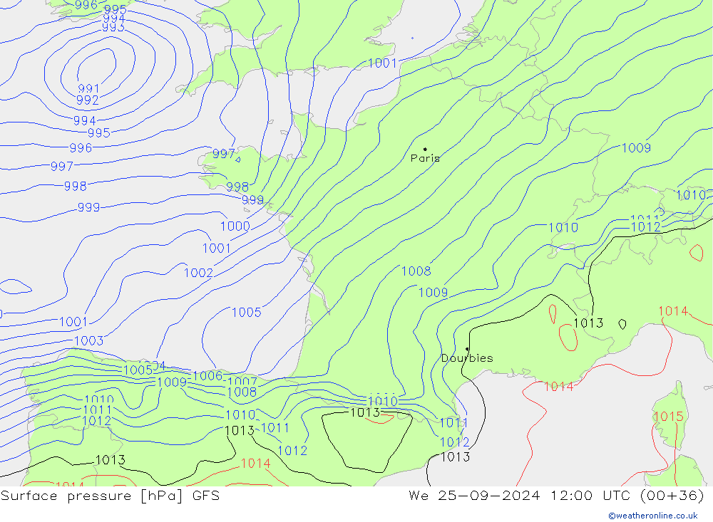 GFS: Qua 25.09.2024 12 UTC