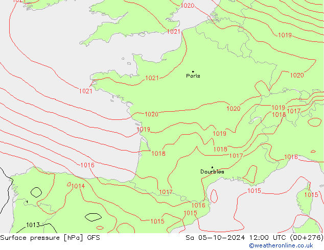 Surface pressure GFS Sa 05.10.2024 12 UTC