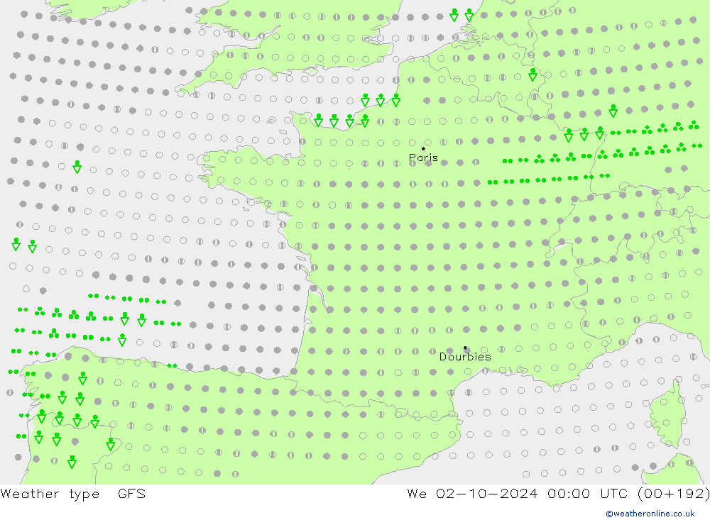 Weather type GFS We 02.10.2024 00 UTC