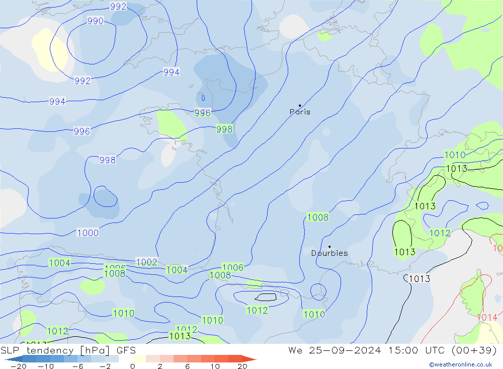 тенденция давления GFS ср 25.09.2024 15 UTC