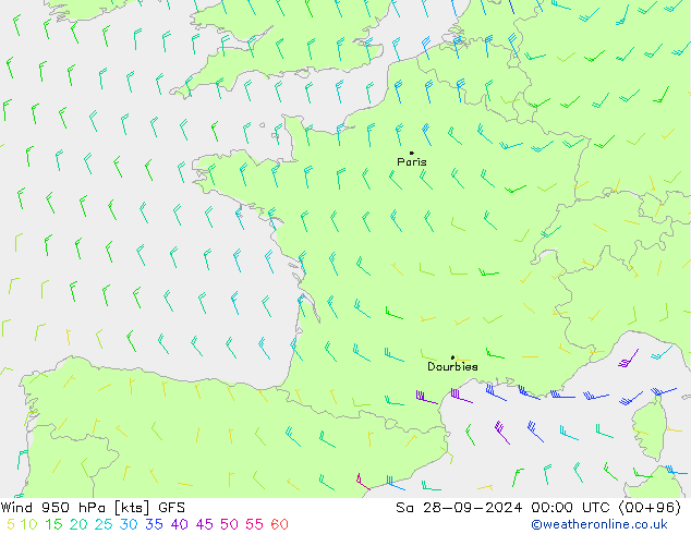  950 hPa GFS  28.09.2024 00 UTC