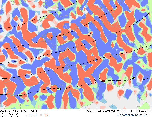 V-Adv. 500 hPa GFS We 25.09.2024 21 UTC