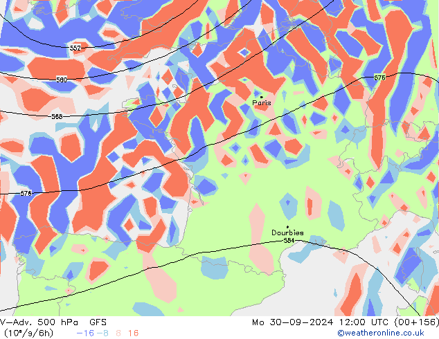 V-Adv. 500 hPa GFS  30.09.2024 12 UTC