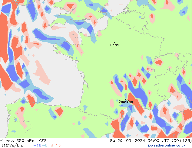 V-Adv. 850 hPa GFS nie. 29.09.2024 06 UTC