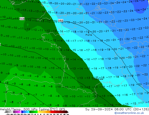 Z500/Rain (+SLP)/Z850 GFS Su 29.09.2024 06 UTC