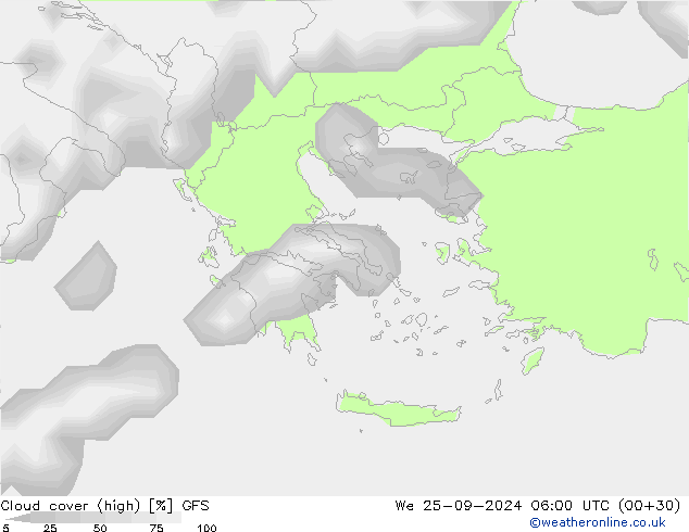 vysoký oblak GFS St 25.09.2024 06 UTC