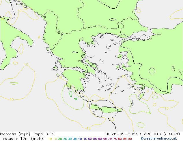 Isotachs (mph) GFS Th 26.09.2024 00 UTC