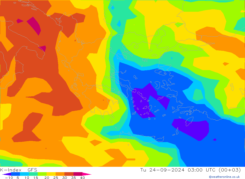 K-Index GFS Út 24.09.2024 03 UTC