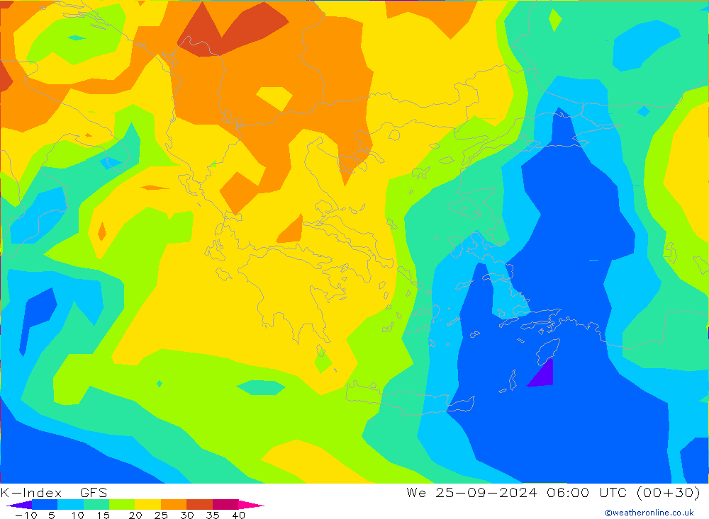 K-Index GFS śro. 25.09.2024 06 UTC