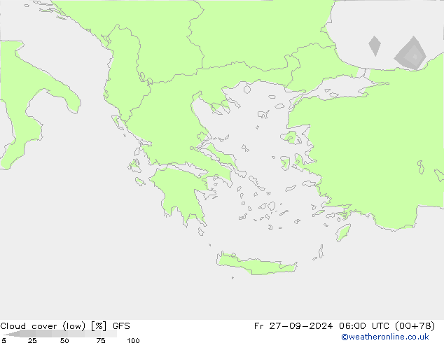 облака (низкий) GFS пт 27.09.2024 06 UTC