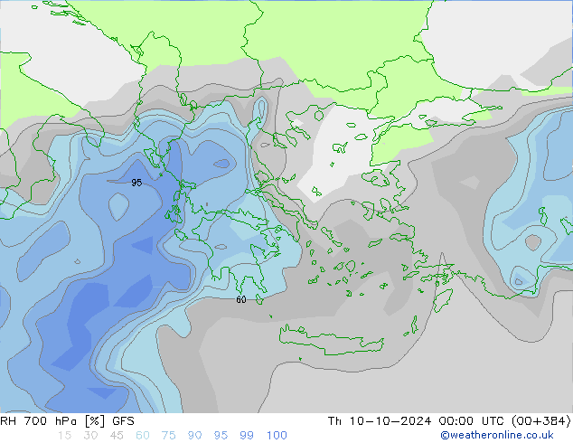 RH 700 hPa GFS Th 10.10.2024 00 UTC