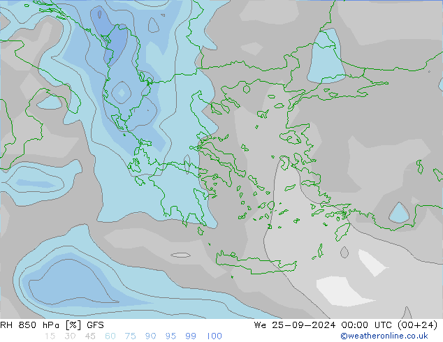 RH 850 hPa GFS St 25.09.2024 00 UTC