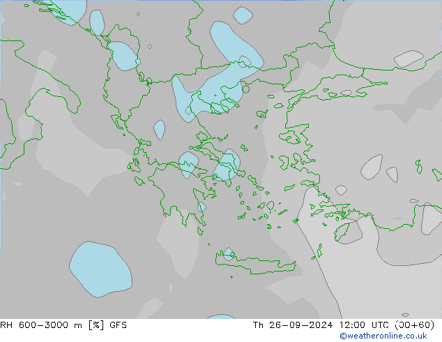 Humedad rel. 600-3000m GFS jue 26.09.2024 12 UTC