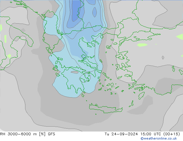 RH 3000-6000 m GFS Tu 24.09.2024 15 UTC