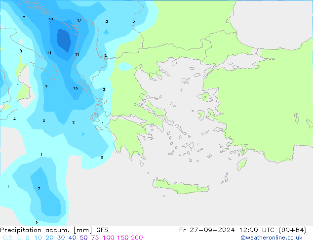 Precipitation accum. GFS  27.09.2024 12 UTC