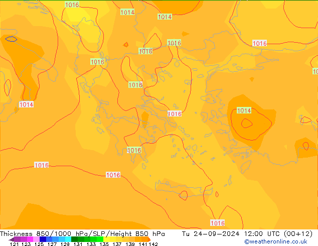 Thck 850-1000 hPa GFS Út 24.09.2024 12 UTC