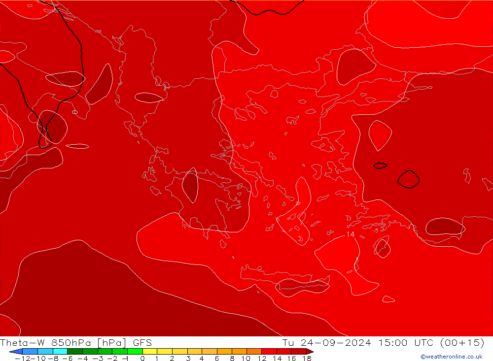 Theta-W 850hPa GFS Sa 24.09.2024 15 UTC