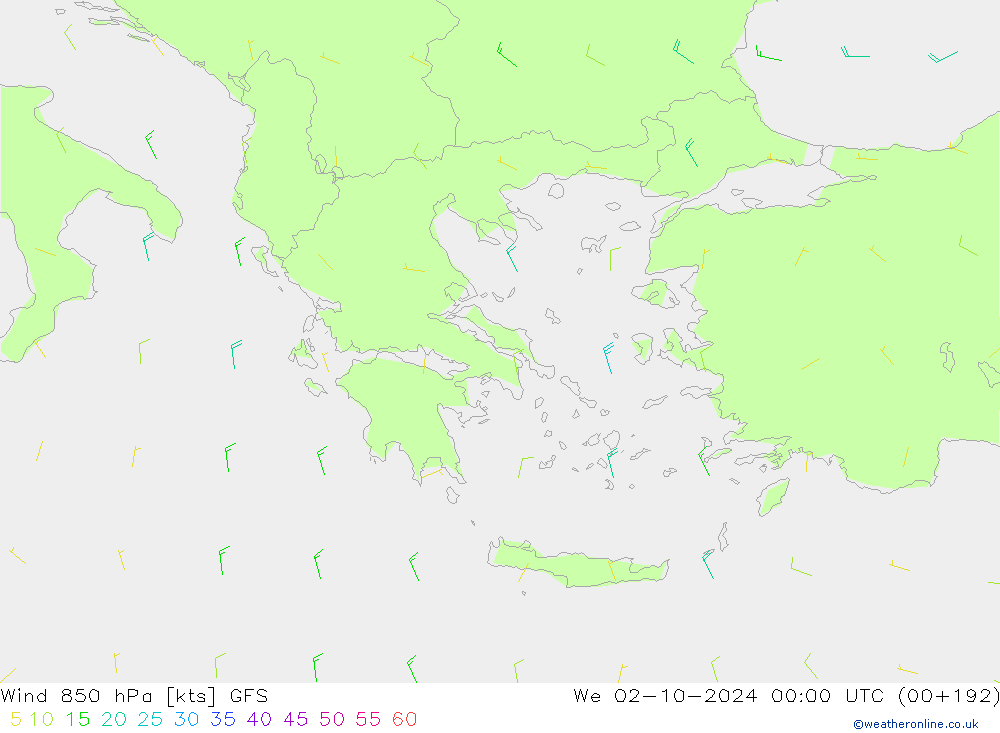 Wind 850 hPa GFS wo 02.10.2024 00 UTC