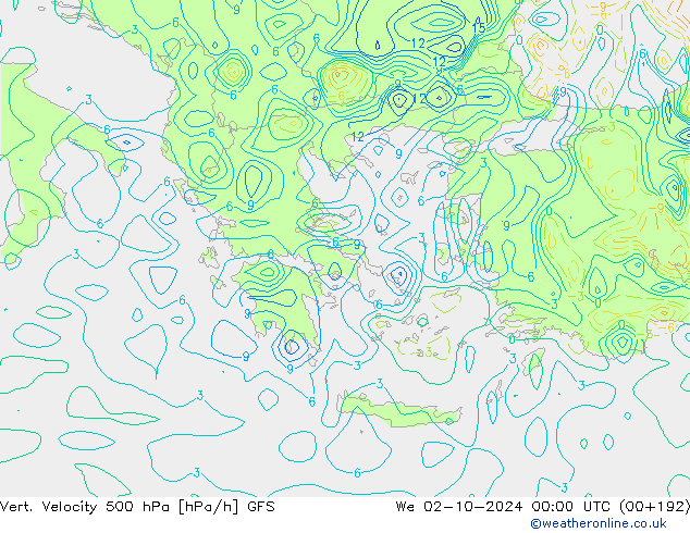 Vert. Velocity 500 hPa GFS We 02.10.2024 00 UTC