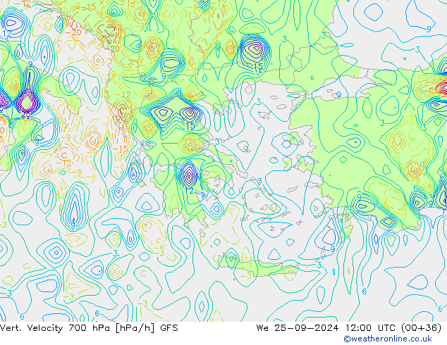 Vert. Velocity 700 hPa GFS Mi 25.09.2024 12 UTC