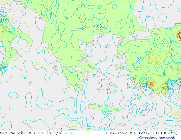 Vert. Velocity 700 hPa GFS ven 27.09.2024 12 UTC