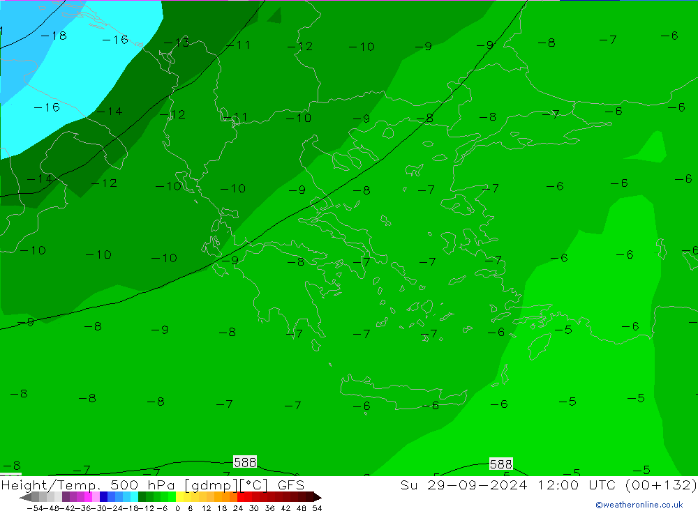 Geop./Temp. 500 hPa GFS dom 29.09.2024 12 UTC