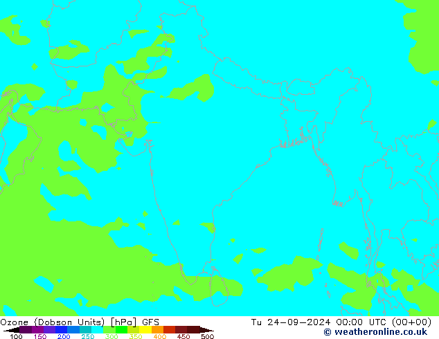 Ozone (Dobson Units) GFS mar 24.09.2024 00 UTC