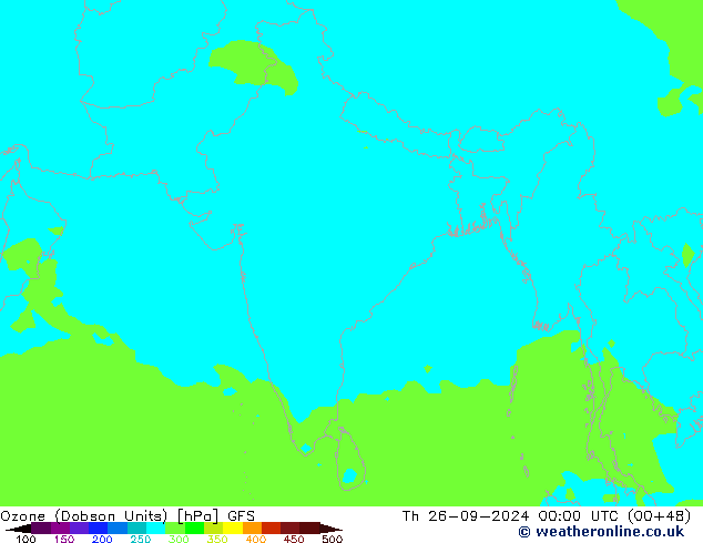 Ozon (Dobson Units) GFS do 26.09.2024 00 UTC