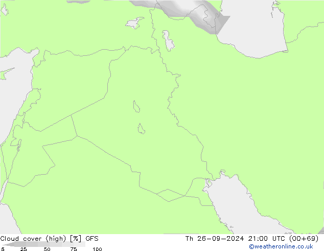 Wolken (hohe) GFS Do 26.09.2024 21 UTC