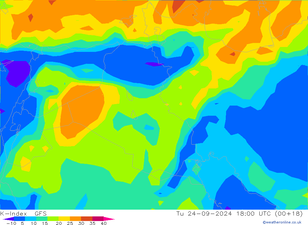 K-Index GFS wto. 24.09.2024 18 UTC