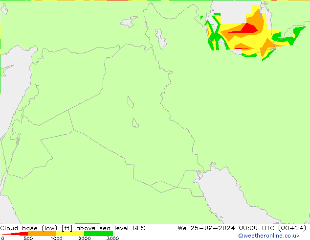 Cloud base (low) GFS We 25.09.2024 00 UTC