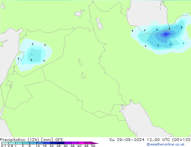 Yağış (12h) GFS Paz 29.09.2024 00 UTC