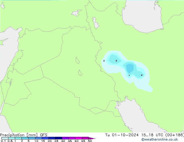 Précipitation GFS mar 01.10.2024 18 UTC