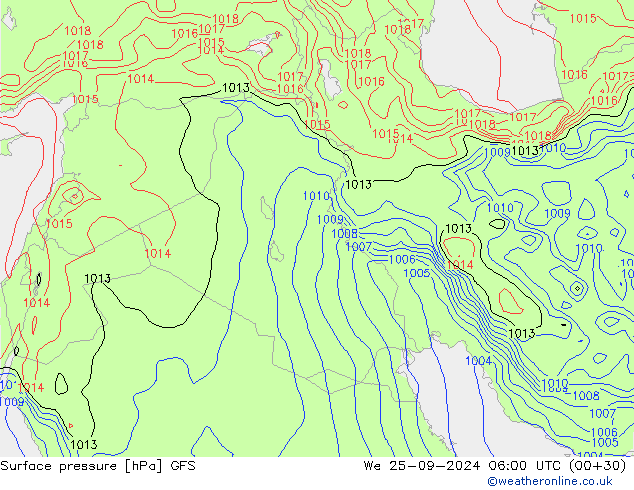 Pressione al suolo GFS mer 25.09.2024 06 UTC