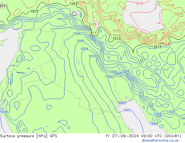 Surface pressure GFS Fr 27.09.2024 09 UTC