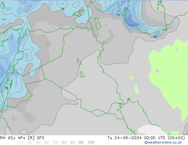 RH 925 hPa GFS  24.09.2024 00 UTC