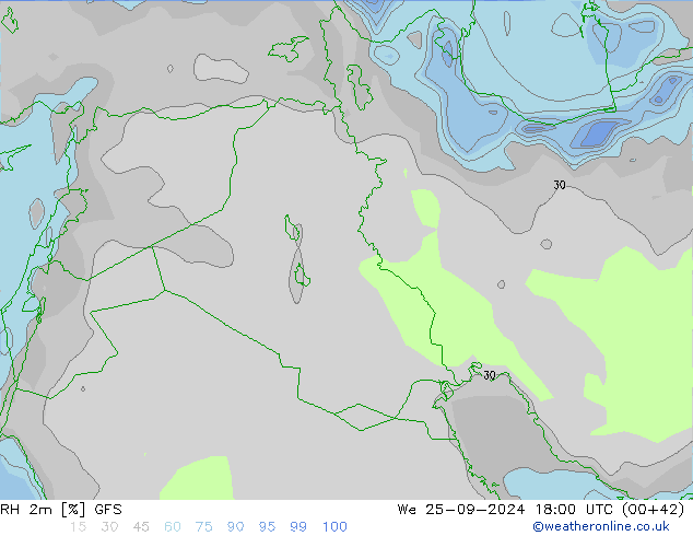 RH 2m GFS ср 25.09.2024 18 UTC